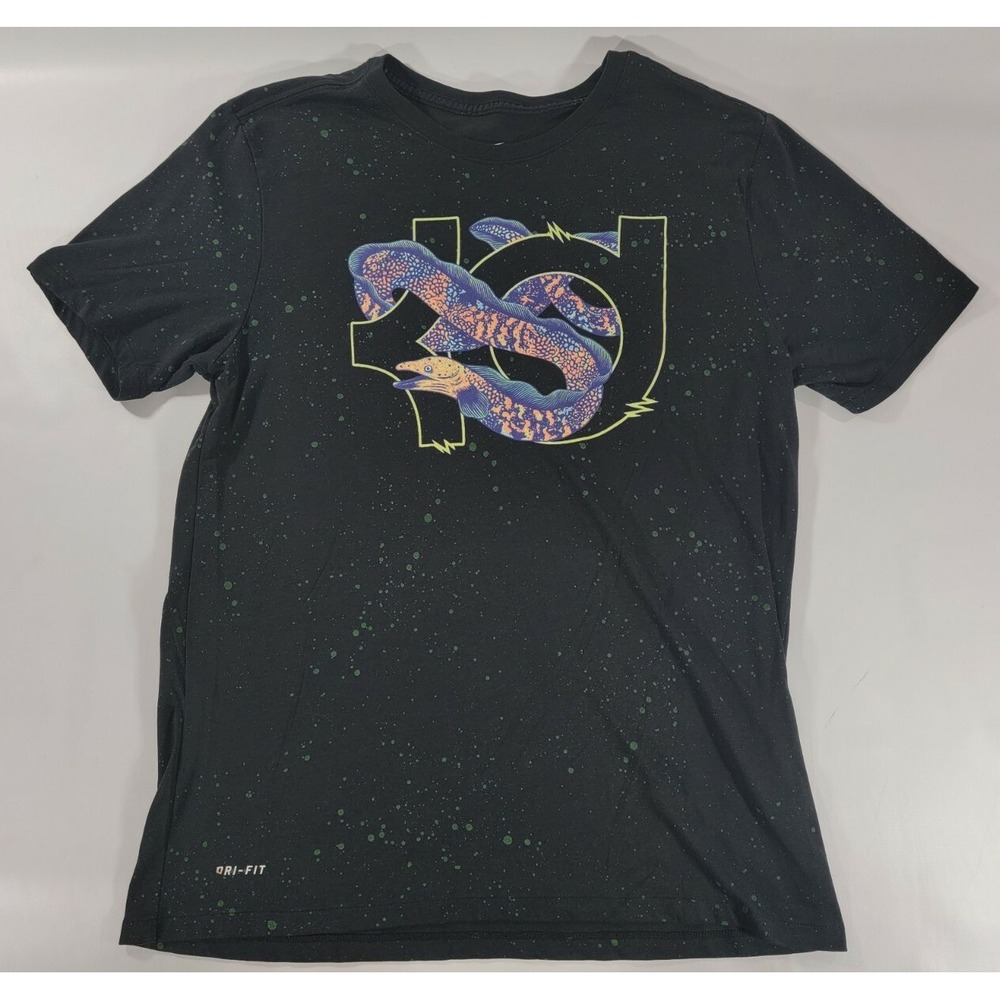 Kevin Durant KD Nike Dri-Fit Black Eel‎ Graphic Tee Shirt - Mens L EUC